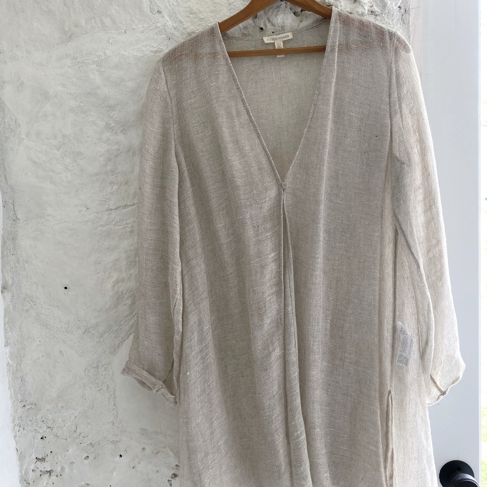 Eileen Fisher organic linen mesh cardigan